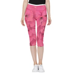 Beauty Pink Rose Detail Photo Inside Out Lightweight Velour Capri Leggings  by dflcprintsclothing