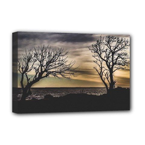 Coastal Sunset Scene At Montevideo City, Uruguay Deluxe Canvas 18  X 12  (stretched) by dflcprintsclothing