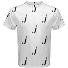 Black And White Cricket Sport Motif Print Pattern Men s Cotton Tee by dflcprintsclothing