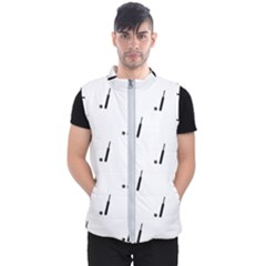 Black And White Cricket Sport Motif Print Pattern Men s Puffer Vest by dflcprintsclothing