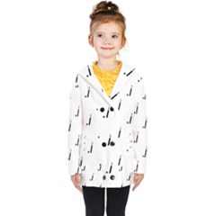 Black And White Cricket Sport Motif Print Pattern Kids  Double Breasted Button Coat by dflcprintsclothing