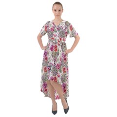 Geometric Flowers Front Wrap High Low Dress by goljakoff