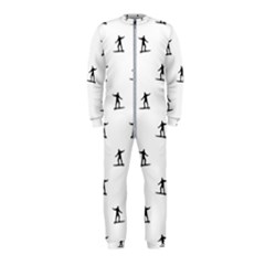 Black And White Surfing Motif Graphic Print Pattern Onepiece Jumpsuit (kids) by dflcprintsclothing