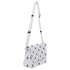 Black And White Surfing Motif Graphic Print Pattern Shoulder Bag With Back Zipper by dflcprintsclothing