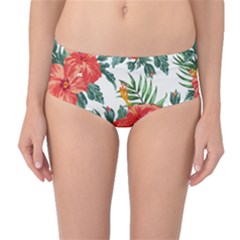Red Flowers Mid-waist Bikini Bottoms by goljakoff
