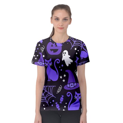 Halloween Party Seamless Repeat Pattern  Women s Sport Mesh Tee by KentuckyClothing