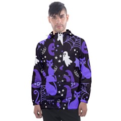 Halloween Party Seamless Repeat Pattern  Men s Front Pocket Pullover Windbreaker by KentuckyClothing