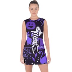 Halloween Party Seamless Repeat Pattern  Lace Up Front Bodycon Dress by KentuckyClothing