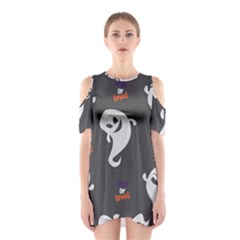 Halloween Ghost Trick Or Treat Seamless Repeat Pattern Shoulder Cutout One Piece Dress by KentuckyClothing