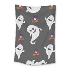 Halloween Ghost Trick Or Treat Seamless Repeat Pattern Small Tapestry by KentuckyClothing