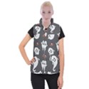 Halloween Ghost Trick or Treat Seamless Repeat Pattern Women s Button Up Vest View1