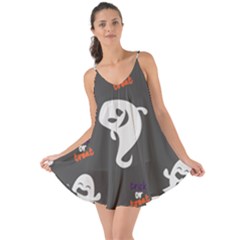 Halloween Ghost Trick Or Treat Seamless Repeat Pattern Love The Sun Cover Up by KentuckyClothing