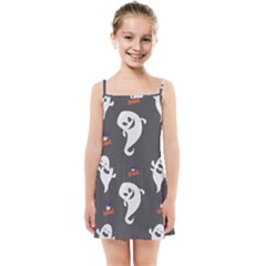Halloween Ghost Trick Or Treat Seamless Repeat Pattern Kids  Summer Sun Dress by KentuckyClothing