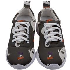 Halloween Ghost Trick Or Treat Seamless Repeat Pattern Kids Athletic Shoes by KentuckyClothing