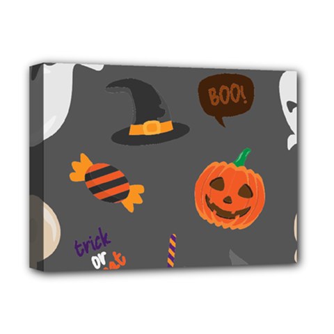 Halloween Themed Seamless Repeat Pattern Deluxe Canvas 16  X 12  (stretched)  by KentuckyClothing