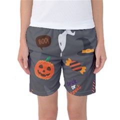 Halloween Themed Seamless Repeat Pattern Women s Basketball Shorts by KentuckyClothing