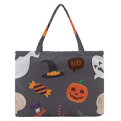 Halloween Themed Seamless Repeat Pattern Zipper Medium Tote Bag by KentuckyClothing