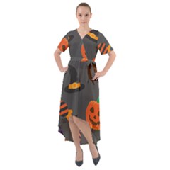 Halloween Themed Seamless Repeat Pattern Front Wrap High Low Dress by KentuckyClothing