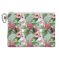 Monstera Flowers Pattern Canvas Cosmetic Bag (xl) by goljakoff