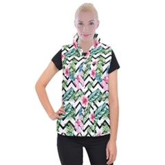 Zigzag Flowers Women s Button Up Vest by goljakoff