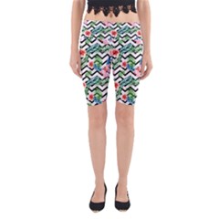 Zigzag Flowers Pattern Yoga Cropped Leggings by goljakoff