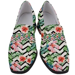 Zigzag Flowers Pattern Women s Chunky Heel Loafers by goljakoff