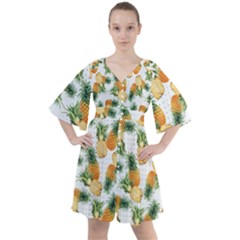 Tropical Pineapples Boho Button Up Dress by goljakoff