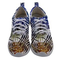 Blue And Yellow Tropical Leaves Athletic Shoes by goljakoff