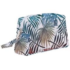 Blue Tropical Leaves Wristlet Pouch Bag (large) by goljakoff