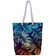 Tropic Leaves Full Print Rope Handle Tote (small) by goljakoff