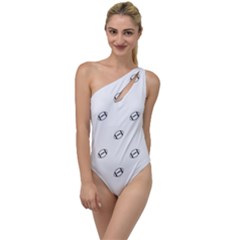 American Football Ball Motif Print Pattern To One Side Swimsuit by dflcprintsclothing