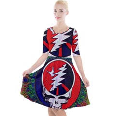 Grateful Dead - Quarter Sleeve A-line Dress by Sapixe