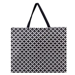Black And White Triangles Pattern, Geometric Zipper Large Tote Bag by Casemiro