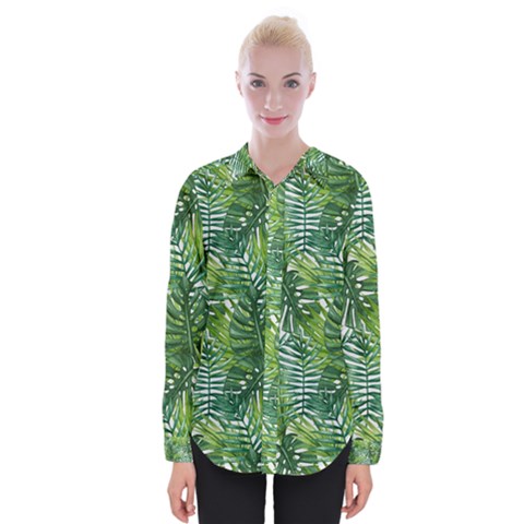 Green Leaves Womens Long Sleeve Shirt by goljakoff