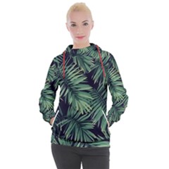 Green Palm Leaves Women s Hooded Pullover by goljakoff