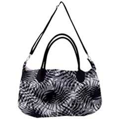 Tropical Leafs Pattern, Black And White Jungle Theme Removal Strap Handbag by Casemiro