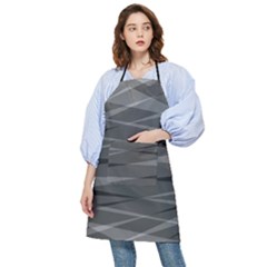 Abstract Geometric Pattern, Silver, Grey And Black Colors Pocket Apron by Casemiro