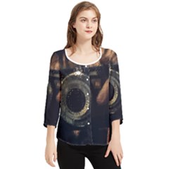 Creative Undercover Selfie Chiffon Quarter Sleeve Blouse by dflcprintsclothing