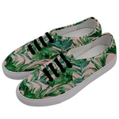 Green Leaves On Pink Men s Classic Low Top Sneakers by goljakoff