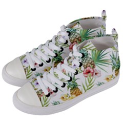 Tropical Pineapples Women s Mid-top Canvas Sneakers by goljakoff