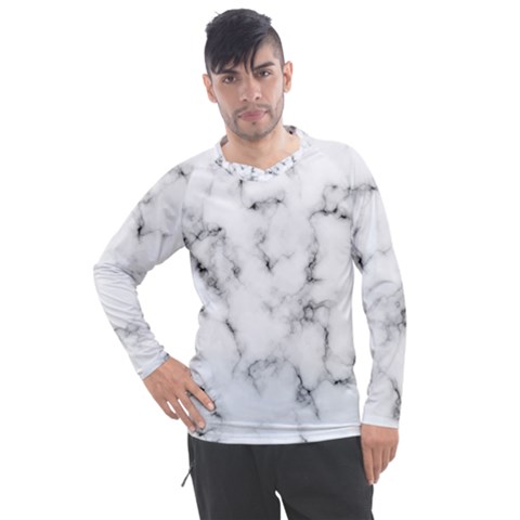 Marble White Faux Men s Pique Long Sleeve Tee by redcarpettees