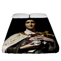Virgin Mary Sculpture Dark Scene Fitted Sheet (california King Size) by dflcprintsclothing