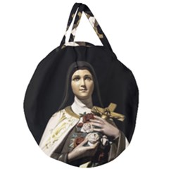 Virgin Mary Sculpture Dark Scene Giant Round Zipper Tote by dflcprintsclothing