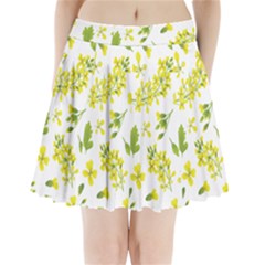 Yellow Flowers Pleated Mini Skirt by designsbymallika