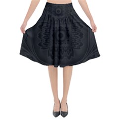 Black And Gray Flared Midi Skirt