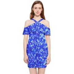Blue Sequin Dreams Shoulder Frill Bodycon Summer Dress by essentialimage
