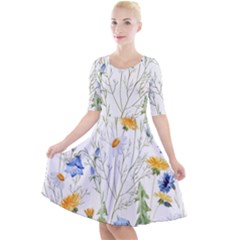 Summer Flowers Quarter Sleeve A-line Dress by goljakoff