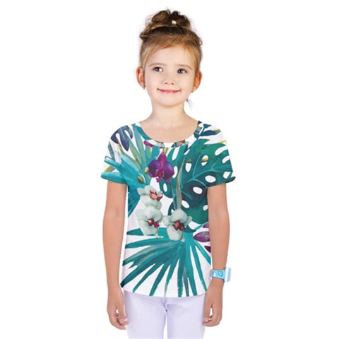 Tropical Flowers Kids  One Piece Tee by goljakoff