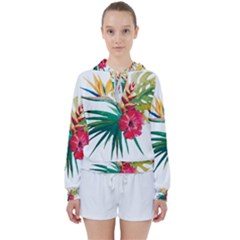 Tropical Flowers Women s Tie Up Sweat by goljakoff