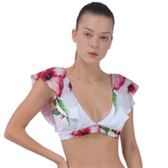 Flawers Plunge Frill Sleeve Bikini Top by goljakoff